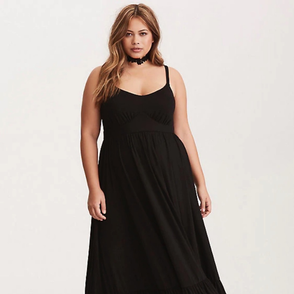 STYLE STAPLE: Tiered Black Jersey Maxi Dress